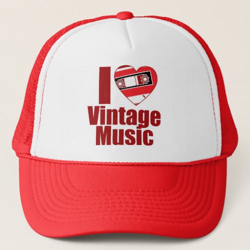 Heart Vintage Music Cool Fun Song Slogan Trucker Hat