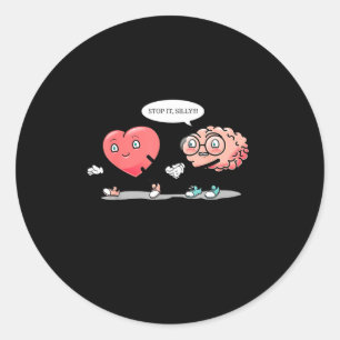 Heart Vs Brain Heart Leading Brain Valentines Classic Round Sticker