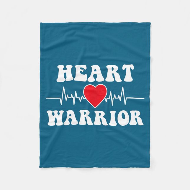 Heart Warrior Heart Disease Awareness Month Red He Fleece Blanket (Front)