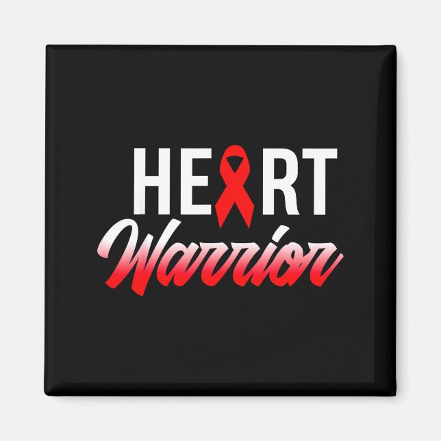 Heart Warrior Heart Disease Awareness Support Squa Magnet (Front)