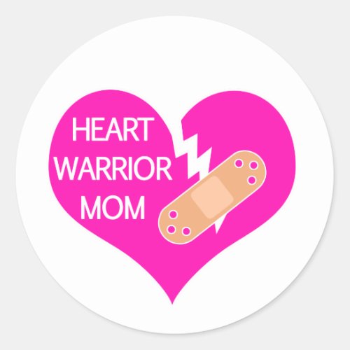 Heart Warrior Mom Congenital Heart Defect HLHS Classic Round Sticker