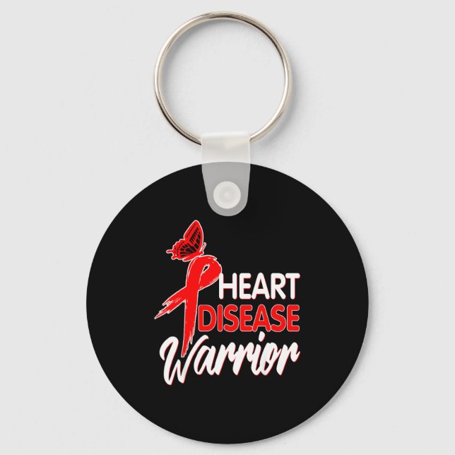 Heart Warrior Shirts Ribbon Red Heart Disease Awar Keychain (Front)
