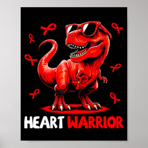 Heart Warrior Trex Dinosaur Heart Disease Awarenes Poster