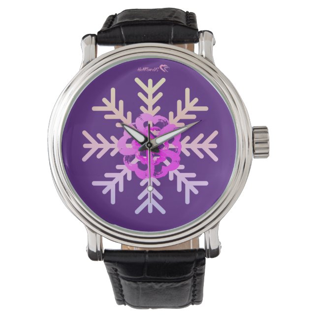 Heart Watch Purple Snowflake Watch (Front)