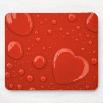 Heart Water Drop On Red Background Mouse Pad by nonstopshop at Zazzle