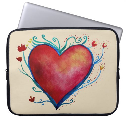 Heart Watercolor Art Neoprene Laptop Sleeve 15