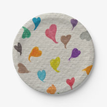 Heart Watercolor Paper Plates