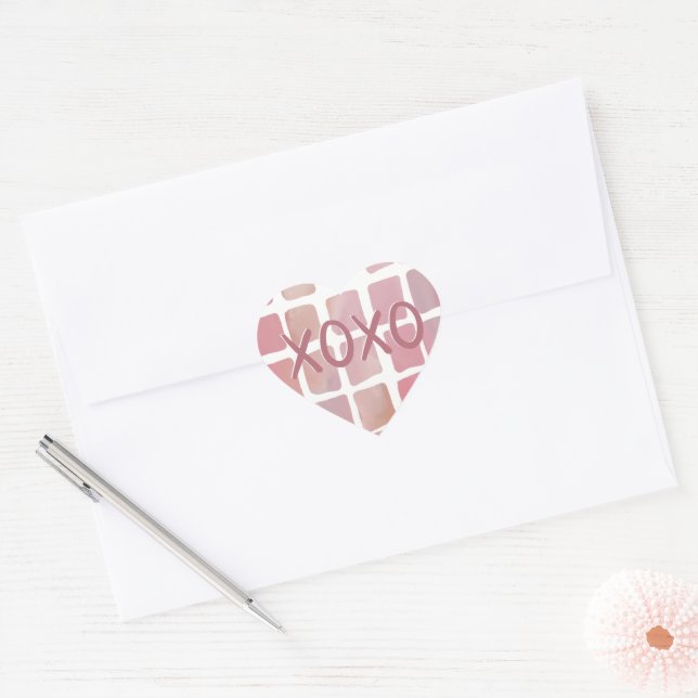 Heart Watercolor XOXO Valentine's Day Stickers (Envelope)