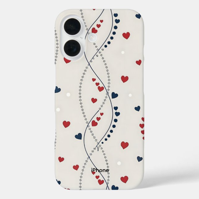Heart Wave iPhone 16 Case (Back)