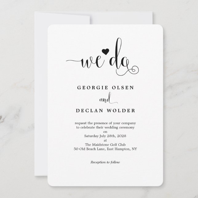 Heart We Do Calligraphy Wedding Invitation (Front)