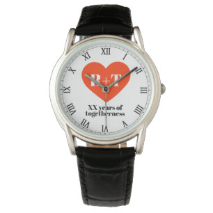Heart Wedding Anniversary Monogram Personalized Watch