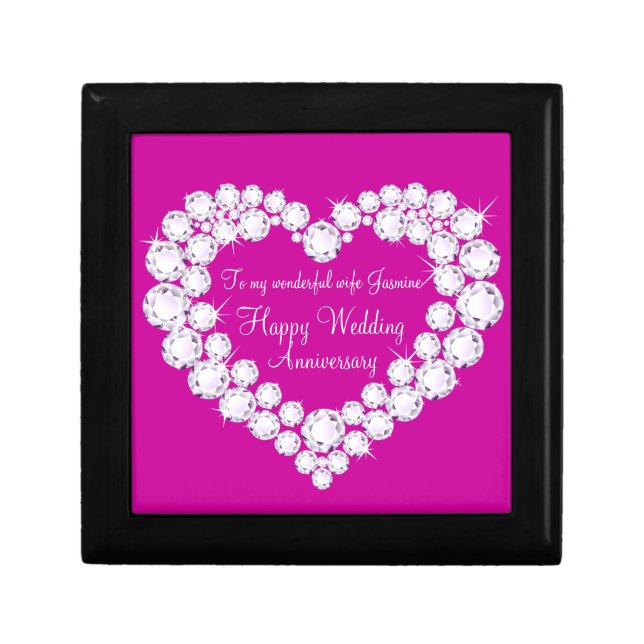 Heart wedding anniversary pink wife gift box (Front)