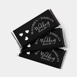 Heart Wedding Black and White Script Hershey Bar Favors