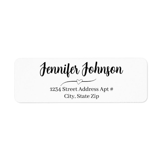 Heart Wedding Bold Script Return Address Label (Front)
