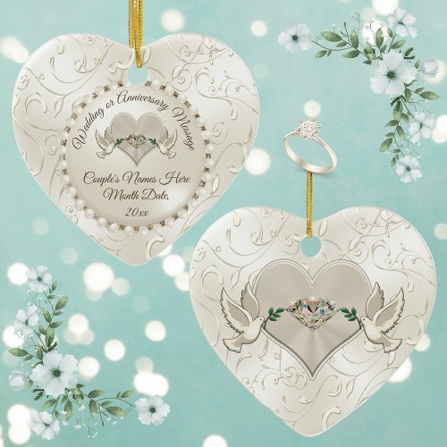 Heart Wedding Christmas Ornaments Personalized