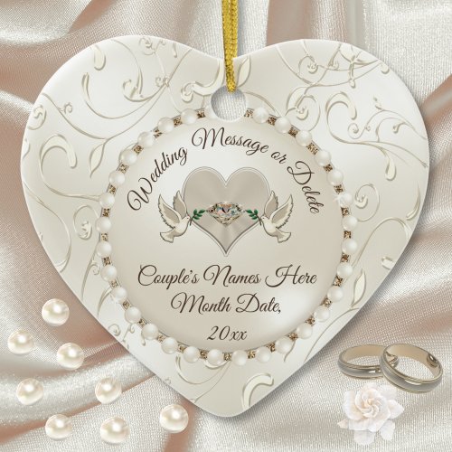 Heart Wedding Christmas Ornaments Personalized