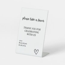 HEART Wedding Favors Pedestal Sign