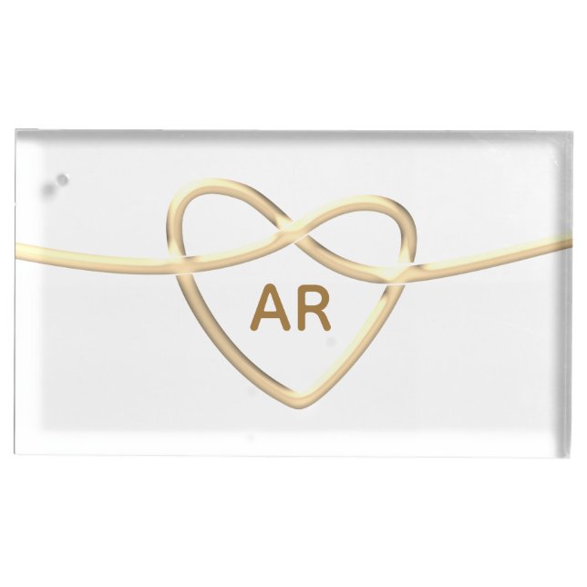 Heart Wedding Monogram Place Card Holder (Front)