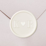Heart Wedding Monogram Wax Seal Sticker<br><div class="desc">Custom-designed wedding wax seal stickers featuring modern heart shape monogram design.</div>