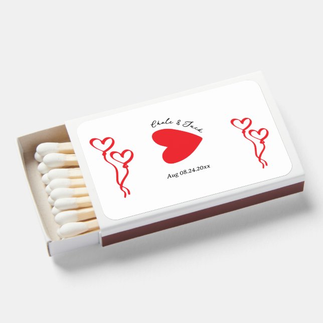 Heart Wedding,Personalized Wedding Guest Gift Matchboxes (Front Open)