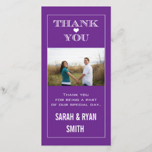 Heart Wedding Purple Thank You Photo Cards