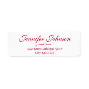 Heart Wedding Red Script Return Address Envelope Label