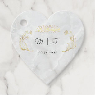 Heart Wedding Sticker Bismillah Gold Design Favor Tags
