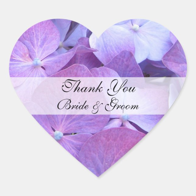 Heart Wedding Thank You Sticker - Hydrangea (Front)