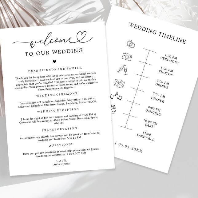 Heart Wedding Welcome Itinerary Icon Timeline Card (Creator Uploaded)