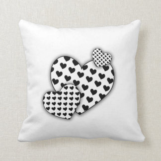 heart white and black throw pillow