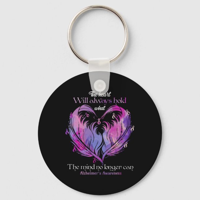 Heart Will Always Hold What The Mind Alzheimerheim Keychain (Front)