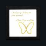 Heart Winged Butterfly Wooden Jewelry Keepsake Box<br><div class="desc">This charming wooden jewelry keepsake box is adorned with delightful golden hearts and a graceful butterfly, making it a perfect blend of beauty and sentiment. It offers thoughtful customization options, allowing you to add an inspirational message—currently graced with the heartfelt words, “Thank you for helping me grow my wings!”—along with...</div>
