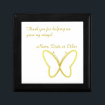 Heart Winged Butterfly Wooden Jewelry Keepsake Box<br><div class="desc">This charming wooden jewelry keepsake box is adorned with delightful golden hearts and a graceful butterfly, making it a perfect blend of beauty and sentiment. It offers thoughtful customization options, allowing you to add an inspirational message—currently graced with the heartfelt words, “Thank you for helping me grow my wings!”—along with...</div>