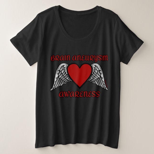 Heart/Wings...Brain Aneurysm Plus Size T-Shirt (Design Front)