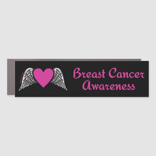 Heart/Wings...Breast Cancer Car Magnet (Front)