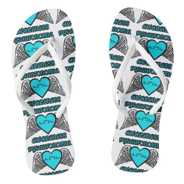 Heart/Wings...Dysautonomia Flip Flops (Footbed)