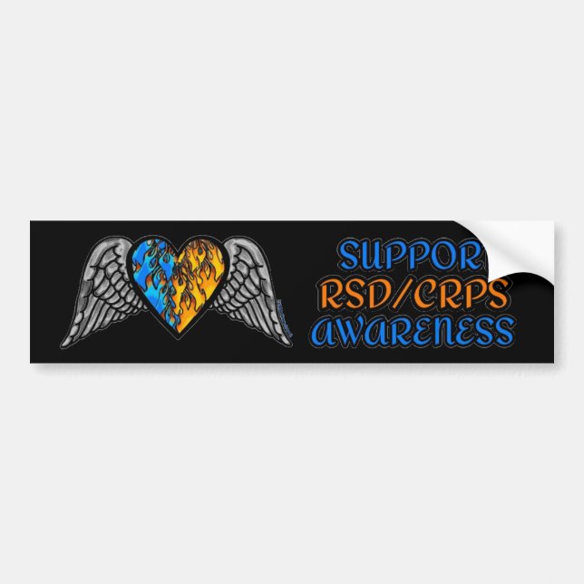 Heart/Wings/Fire...RSD/CRPS Bumper Sticker (Front)