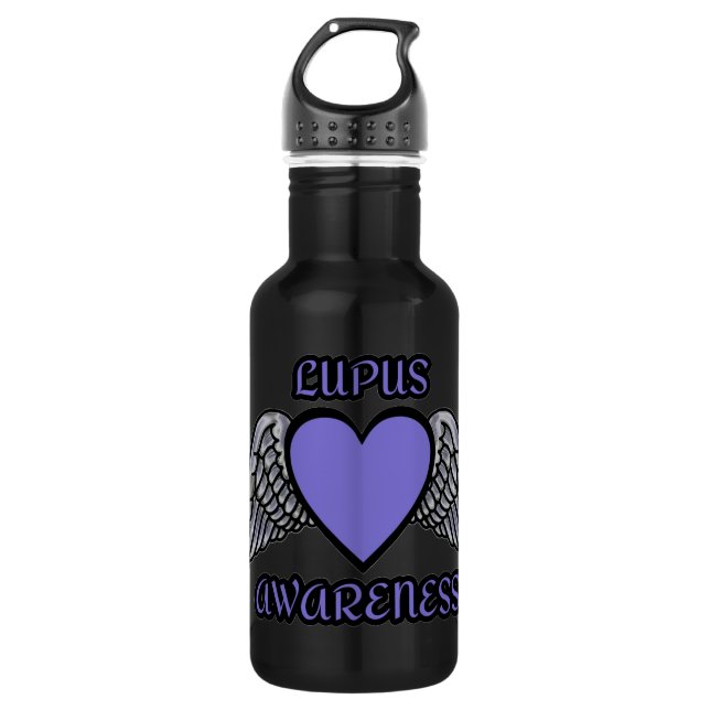 Heart/Wings...Lupus Stainless Steel Water Bottle (Front)