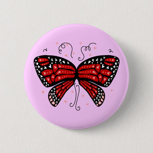 Heart Wings Pinback Button (Front)