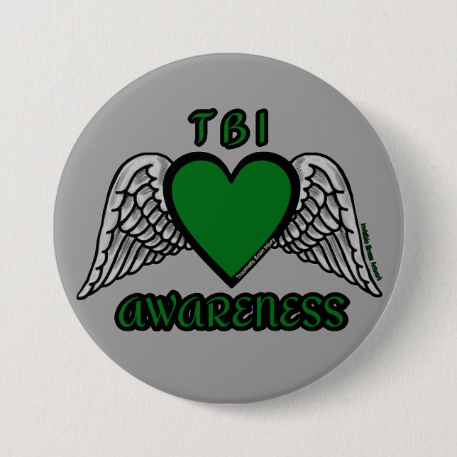 Heart/Wings...TBI Pinback Button (Front)