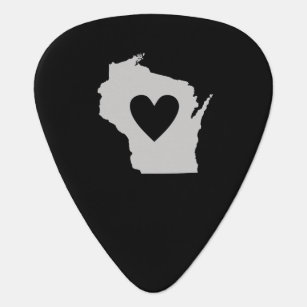 Heart Wisconsin State Silhouette Shape Guitar Pick