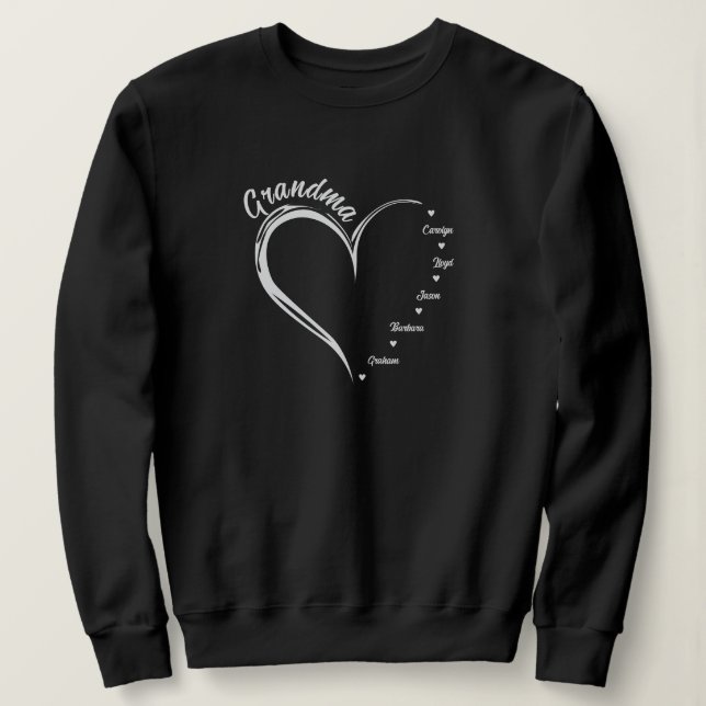 Heart with 5 Personalized names, Grandma Heart Sweatshirt (Design Front)