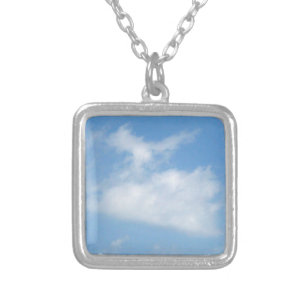 Heart with a J Clouds Photo Silver Plated Necklace