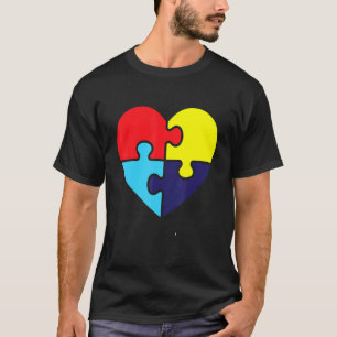 Heart With A Multi Color Autism Puzzle Piece T-Shirt