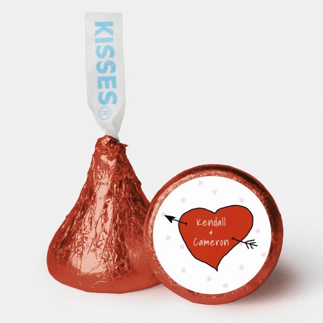 Heart With Arrow Red Hershey Kiss Candy Favors (Front)
