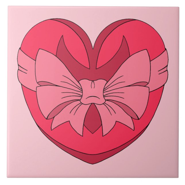 Heart with Arrowhead and Bow Ceramic Tile (Front)