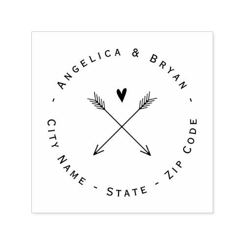 Heart with Arrows Return Address Self_inking Stamp