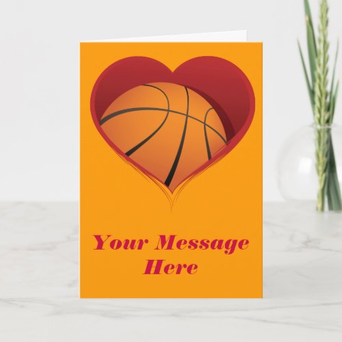 Heart with Basketball Inside Holiday Card