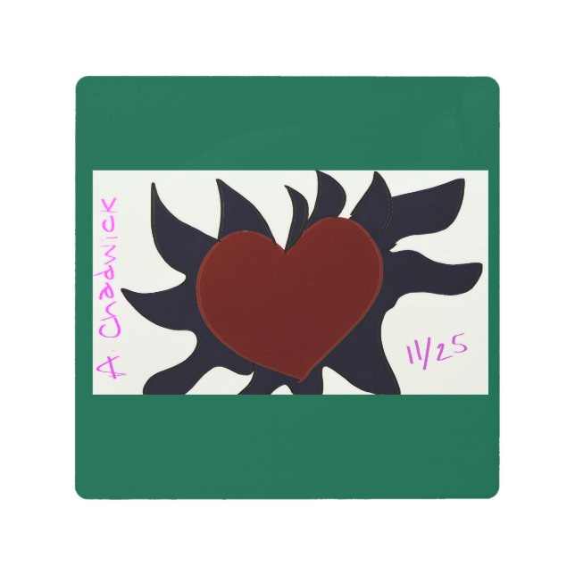 Heart with Black Flames  Metal Print (Front)