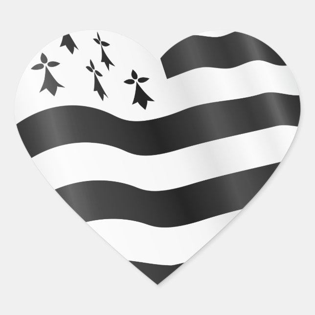 Heart with Bretin flag inside Heart Sticker (Front)